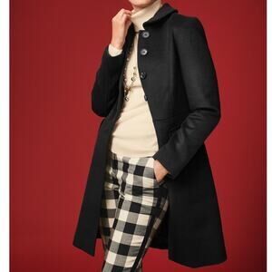 Talbots Black Brushed Wool Coat Womens Size 2P Outdoor Gorpcore Warm Comfy